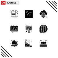 Set of 9 Modern UI Icons Symbols Signs for billboard advertisement printer ad formula Editable Vector Design Elements