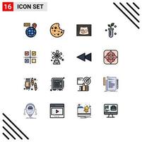 Universal Icon Symbols Group of 16 Modern Flat Color Filled Lines of management science pregnancy lab tube Editable Creative Vector Design Elements