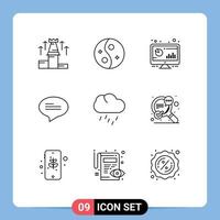 Group of 9 Outlines Signs and Symbols for messages chat style pc computer Editable Vector Design Elements