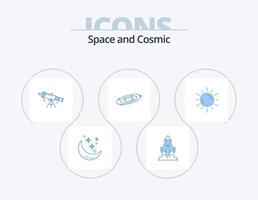 espacio azul icono paquete 5 diseño de iconos. astronomía. zoom. puesta en marcha. vista. astronomía vector