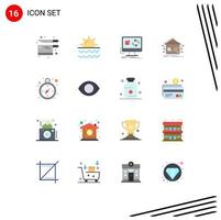 Set of 16 Modern UI Icons Symbols Signs for smart home vacation automation install Editable Pack of Creative Vector Design Elements