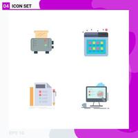 4 Flat Icon concept for Websites Mobile and Apps toast list buy purchase planning Editable Vector Design Elements