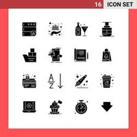 Universal Icon Symbols Group of 16 Modern Solid Glyphs of good vehicles wine transportation sky lift Editable Vector Design Elements