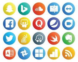 20 Social Media Icon Pack Including stock stockoverflow slideshare tweet google duo vector