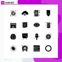 16 Universal Solid Glyphs Set for Web and Mobile Applications chart medal app badge achievement Editable Vector Design Elements