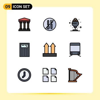 Modern Set of 9 Filledline Flat Colors and symbols such as shipping math desert device calculate Editable Vector Design Elements