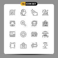 16 User Interface Outline Pack of modern Signs and Symbols of contacts speaker brainstorming sound zoom Editable Vector Design Elements