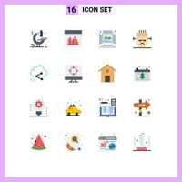 Modern Set of 16 Flat Colors and symbols such as share halloween ad horror tabletop display Editable Pack of Creative Vector Design Elements