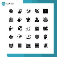 Modern Set of 25 Solid Glyphs Pictograph of construction architecture laud wizard layout Editable Vector Design Elements