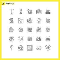 25 Thematic Vector Lines and Editable Symbols of wifi medical coin kit saving Editable Vector Design Elements