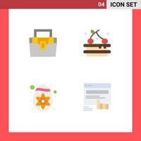 conjunto moderno de 4 iconos planos pictograma de bolsa material de pascua comida haga clic en elementos de diseño vectorial editables vector