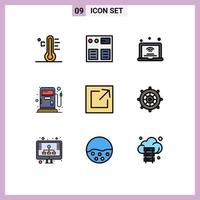 paquete de iconos de vector de stock de 9 signos y símbolos de línea para exportar gas comprar combustible iot elementos de diseño de vector editables