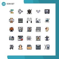 Set of 25 Modern UI Icons Symbols Signs for money back acorn down season Editable Vector Design Elements