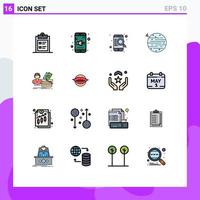 16 User Interface Flat Color Filled Line Pack of modern Signs and Symbols of salary squarico find space moon Editable Creative Vector Design Elements