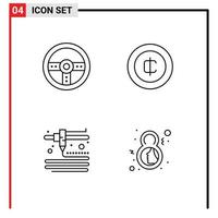 4 colores planos de línea de llenado de vectores temáticos y símbolos editables del comercio electrónico de la rueda de impresión del controlador ocho elementos de diseño de vectores editables