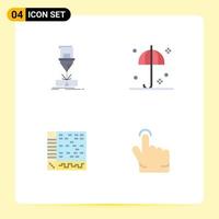 conjunto de 4 paquetes de iconos planos comerciales para cortar elementos de diseño vectorial editables de audio de seguridad láser de ableton vector