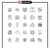 Modern Set of 25 Lines Pictograph of monitor trouser genetic sport seo Editable Vector Design Elements