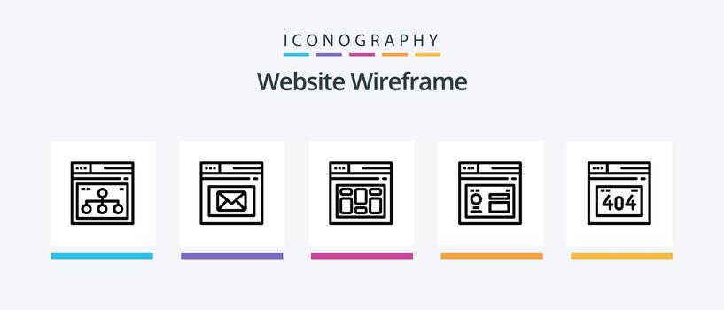 paquete de iconos de la línea 5 de estructura alámbrica del sitio web que incluye . navegador. . diseño de iconos creativos vector