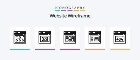 paquete de iconos de la línea 5 de estructura alámbrica del sitio web que incluye . navegador. . diseño de iconos creativos vector