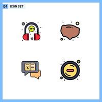 4 Creative Icons Modern Signs and Symbols of bubble messages headphone potato sms Editable Vector Design Elements