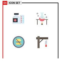 4 Universal Flat Icon Signs Symbols of medical ban hospital science diet Editable Vector Design Elements