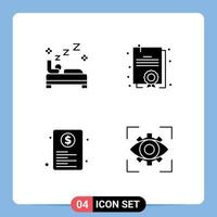 Group of 4 Solid Glyphs Signs and Symbols for bed page cleaning diploma web Editable Vector Design Elements