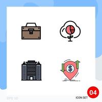 Modern Set of 4 Filledline Flat Colors and symbols such as bag investment material data architecture Editable Vector Design Elements