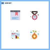 4 Thematic Vector Flat Icons and Editable Symbols of bookmark hand award feminism bag Editable Vector Design Elements