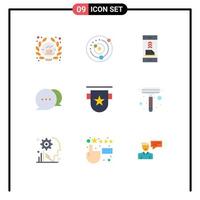 9 Universal Flat Colors Set for Web and Mobile Applications badge communication sphere chat file Editable Vector Design Elements