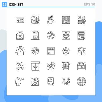 Set of 25 Modern UI Icons Symbols Signs for documents data sponsor investment archive sustainable Editable Vector Design Elements