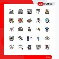 25 User Interface Filled line Flat Color Pack of modern Signs and Symbols of box bag fun backpack rake Editable Vector Design Elements