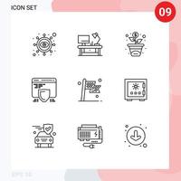 9 Outline concept for Websites Mobile and Apps destination check financing web seo Editable Vector Design Elements