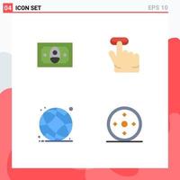 Editable Vector Line Pack of 4 Simple Flat Icons of cash school click world globe sport Editable Vector Design Elements