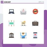 9 Universal Flat Color Signs Symbols of cart modern no food business workflow Editable Vector Design Elements