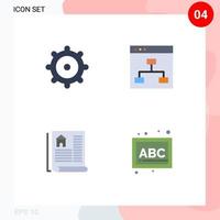 Mobile Interface Flat Icon Set of 4 Pictograms of gear real business team blocks Editable Vector Design Elements