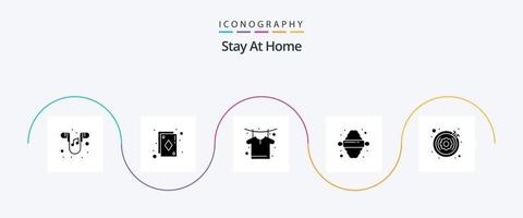 Stay At Home Glyph 5 Icon Pack Including lifestyle. hobby. clothing. rolling. kitchen vector