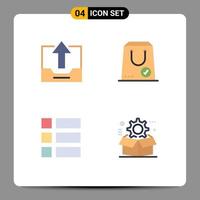 conjunto de 4 paquetes de iconos planos comerciales para elementos de diseño de vector editables de marco de comercio de oficina sí gabinete