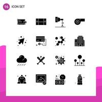 16 Thematic Vector Solid Glyphs and Editable Symbols of right arrow home appliances whistle studio Editable Vector Design Elements