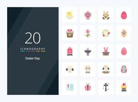 20 Easter Flat Color icon for presentation vector