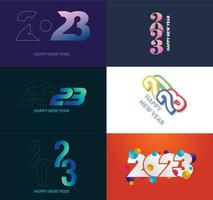 gran conjunto de 2023 feliz año nuevo diseño de texto de logotipo plantilla de diseño de número 2023 vector