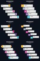 Vector 6 Infographics Pack Presentation slide template 5 Steps cycle diagrams and timelines