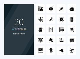 20 Back To School Solid Glyph icon for presentation vector