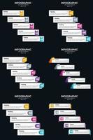 plantilla de diapositiva de presentación del paquete de infografías vectoriales 6 diagramas de ciclo de 5 pasos y líneas de tiempo vector