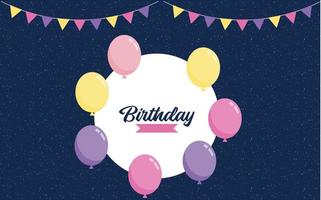 Happy Birthday lettering text banner with balloon Background vector