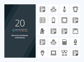 20 Devices Outline icon for presentation vector