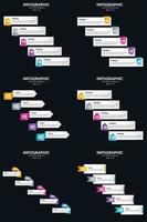 Vector 6 Infographics Pack Presentation slide template 5 Steps cycle diagrams and timelines