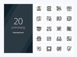 20 Entertainment Outline icon for presentation vector