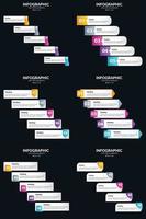 plantilla de diapositiva de presentación del paquete de infografías vectoriales 6 diagramas de ciclo de 5 pasos y líneas de tiempo vector