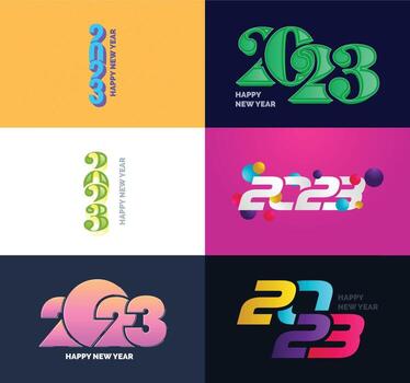 gran conjunto de 2023 feliz año nuevo diseño de texto de logotipo plantilla de diseño de número 2023 vector