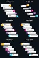 plantilla de diapositiva de presentación del paquete de infografías vectoriales 6 diagramas de ciclo de 5 pasos y líneas de tiempo vector